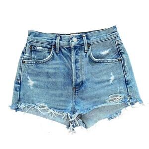 AGOLDE Jaden Blue Vintage Cut-Off Denim High Waisted Cotton Mini Shorts Size 23